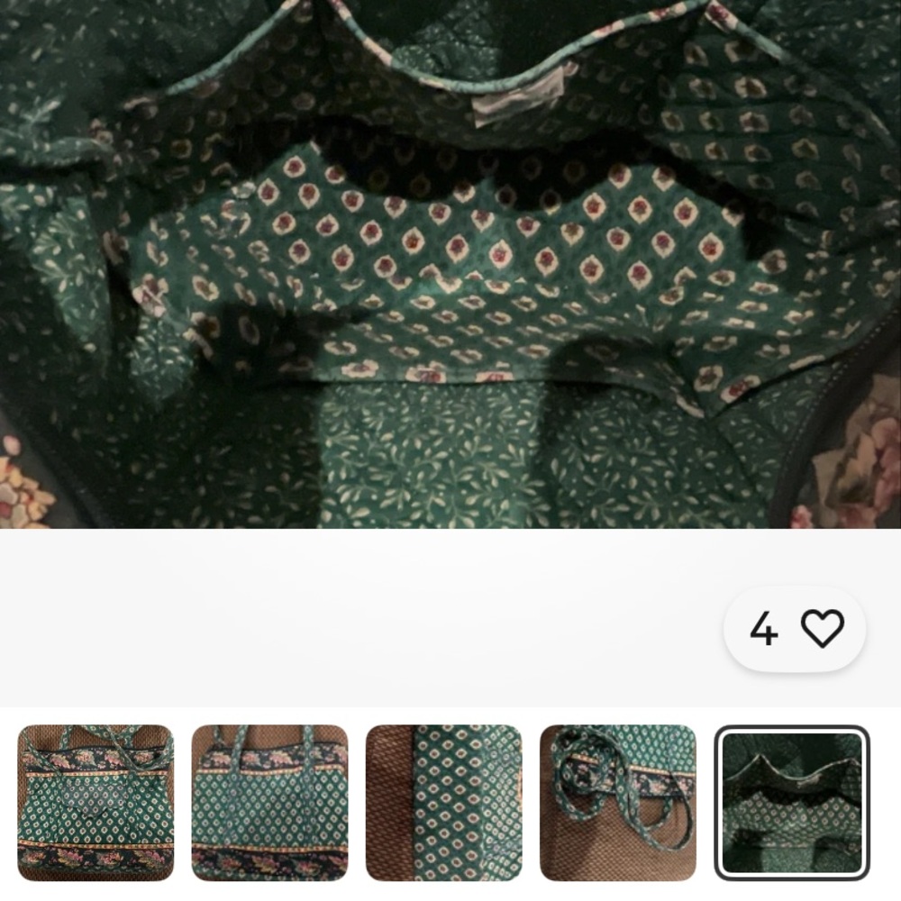 Quilted Green Floral  Bag - Vera Bradley Greenfield - Picture 6 of 8